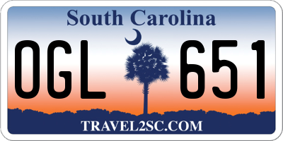 SC license plate OGL651