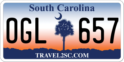 SC license plate OGL657