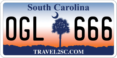 SC license plate OGL666