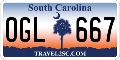 SC license plate OGL667