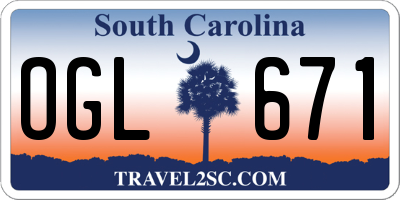 SC license plate OGL671