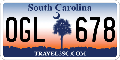 SC license plate OGL678