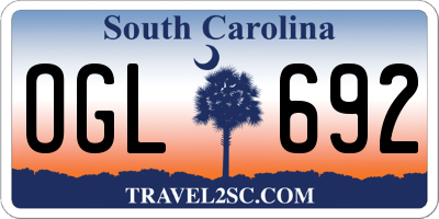 SC license plate OGL692