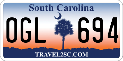 SC license plate OGL694