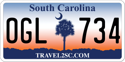 SC license plate OGL734
