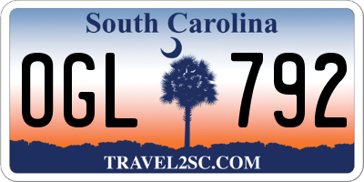 SC license plate OGL792