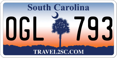 SC license plate OGL793