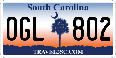 SC license plate OGL802