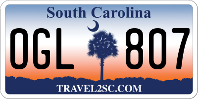 SC license plate OGL807
