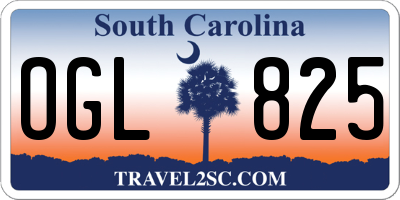 SC license plate OGL825