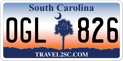 SC license plate OGL826