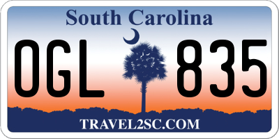 SC license plate OGL835