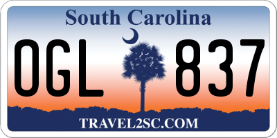 SC license plate OGL837