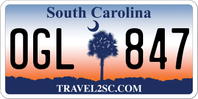 SC license plate OGL847