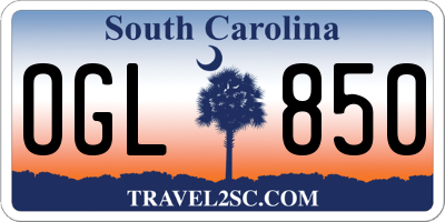 SC license plate OGL850
