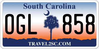 SC license plate OGL858