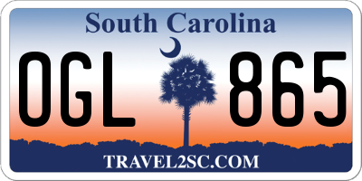 SC license plate OGL865