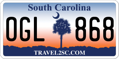 SC license plate OGL868