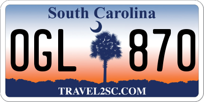SC license plate OGL870