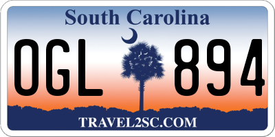 SC license plate OGL894