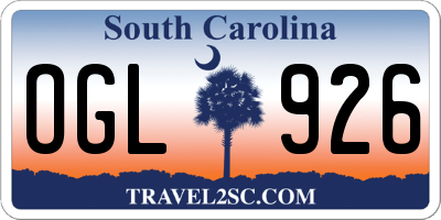 SC license plate OGL926