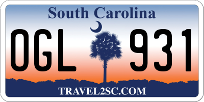 SC license plate OGL931