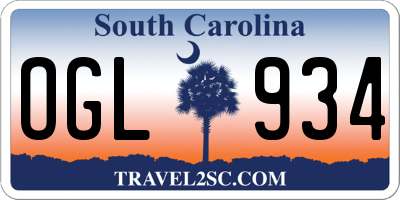 SC license plate OGL934