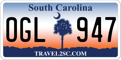 SC license plate OGL947