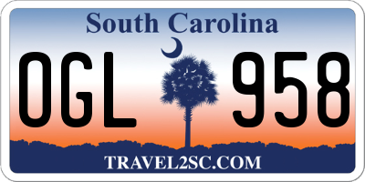 SC license plate OGL958
