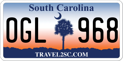 SC license plate OGL968