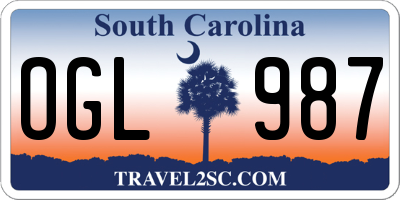 SC license plate OGL987