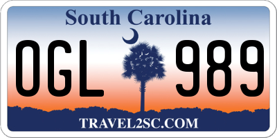 SC license plate OGL989