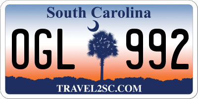 SC license plate OGL992