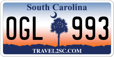 SC license plate OGL993
