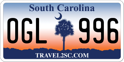 SC license plate OGL996