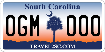 SC license plate OGM000