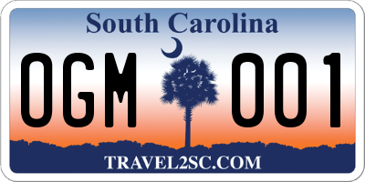 SC license plate OGM001