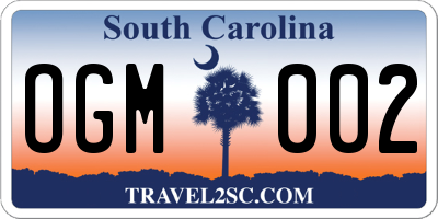 SC license plate OGM002