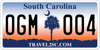 SC license plate OGM004