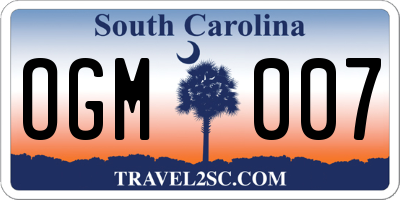 SC license plate OGM007