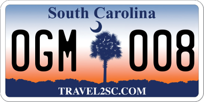 SC license plate OGM008