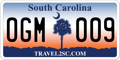 SC license plate OGM009