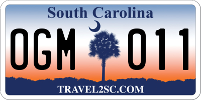 SC license plate OGM011