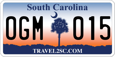 SC license plate OGM015