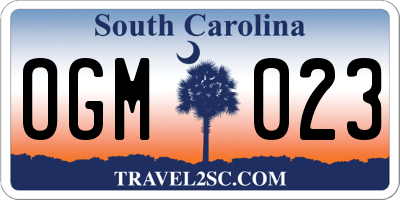 SC license plate OGM023