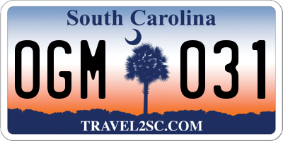 SC license plate OGM031