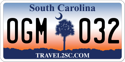 SC license plate OGM032