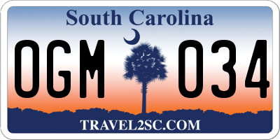 SC license plate OGM034