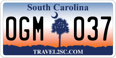 SC license plate OGM037