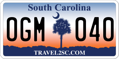 SC license plate OGM040